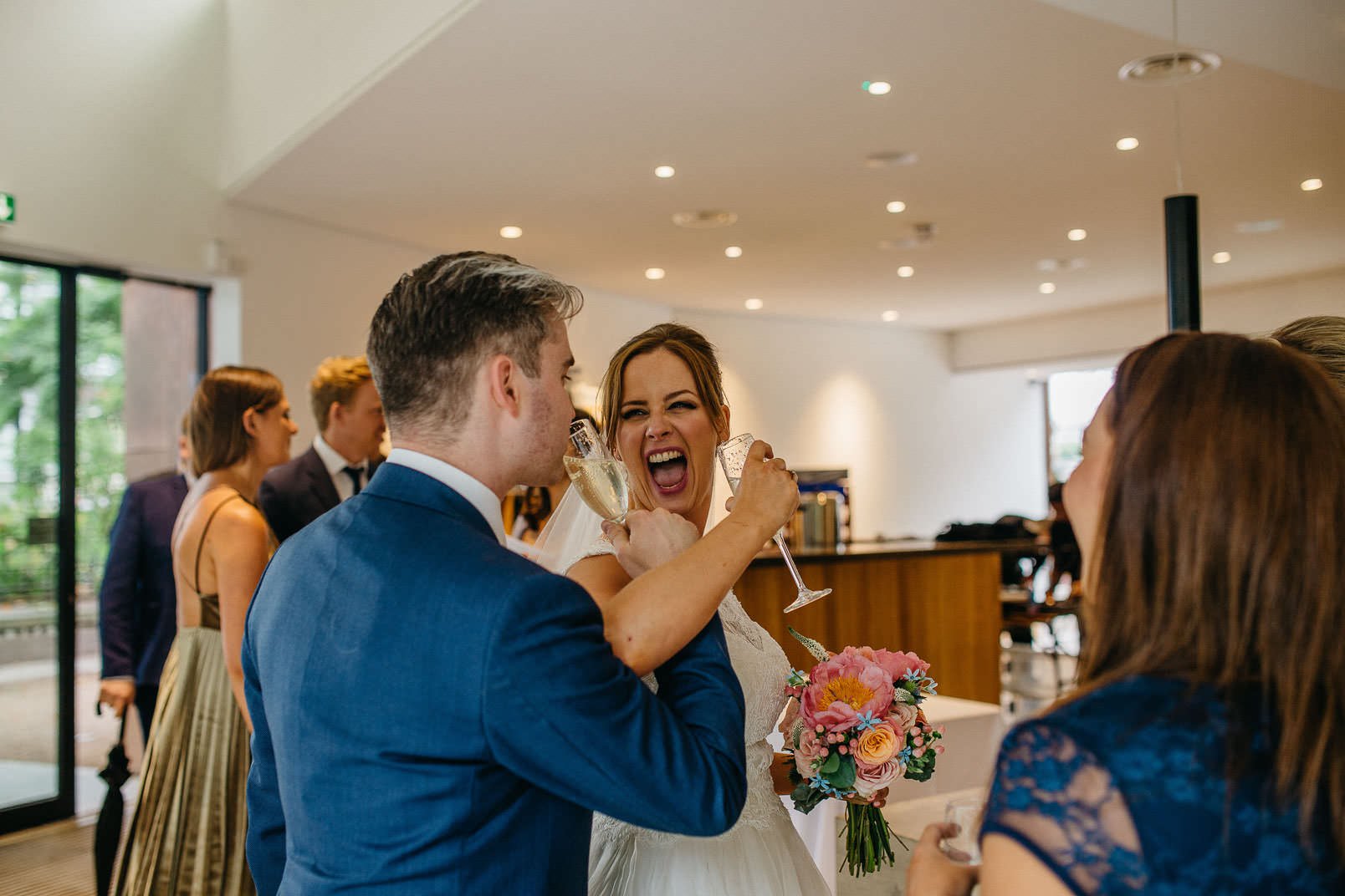 bride and groom at garden museum