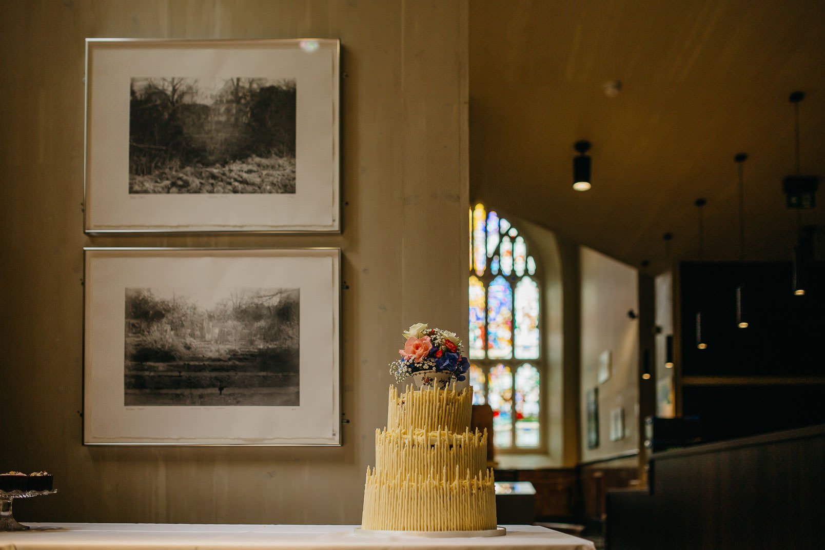 wedding cake in garden museum