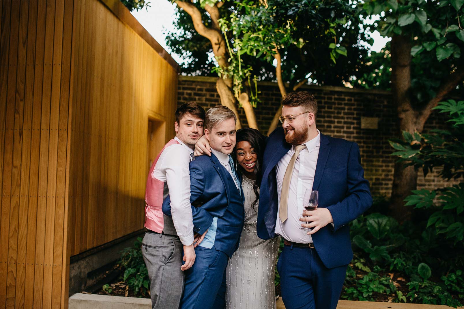 wedding guests at garden museum